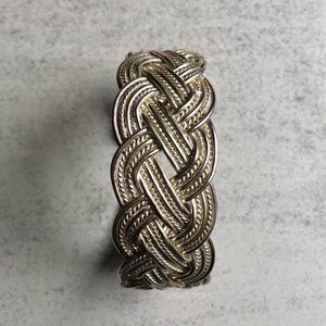 Vintage Sterling Silver Braid Adjustable Open Cuff Pinch Bracelet 925